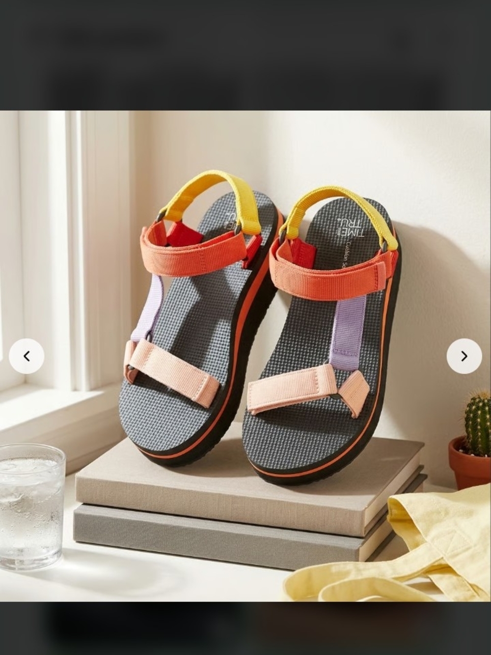 Time and Tru Women's Wedge Velcro Strap Sandals Size 7-8